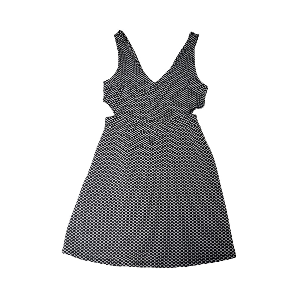 H&M Divided Womens Black White Polka Dot Cut Out V-Neck Mini Dress Small
